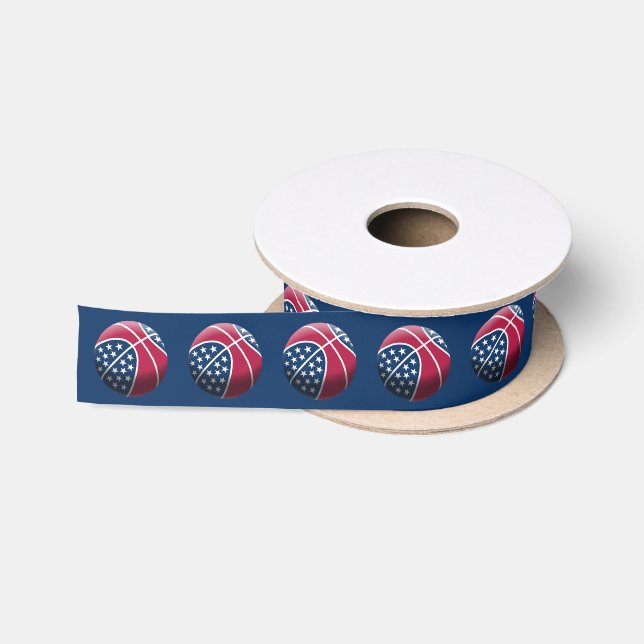 Independence Day Basketball Satin Ribbon (Spool)