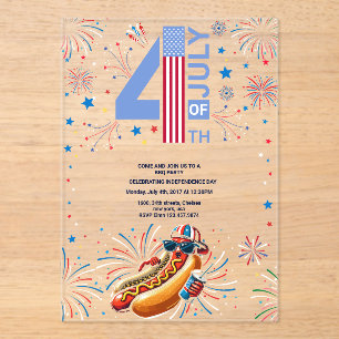 Independence Day BBQ Party Fireworks 4th of July Acrylic Invitations