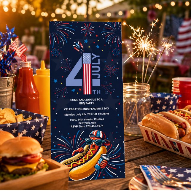 independence day BBQ party fireworks 4th of July  Invitation (independence day BBQ party fireworks 4th of July invite)