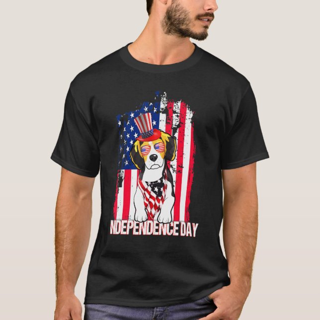 Independence Day Beagle Flag 4th July T-Shirt (Front)