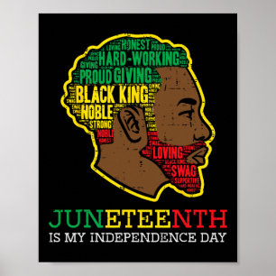 Independence Day Black King Men Boys Kids Youth  Poster