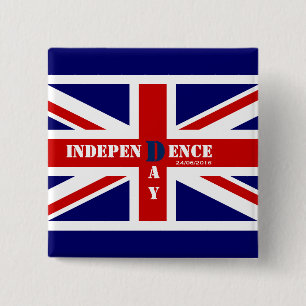 Independence Day Brexit Custom Date 26/06/2016 15 Cm Square Badge