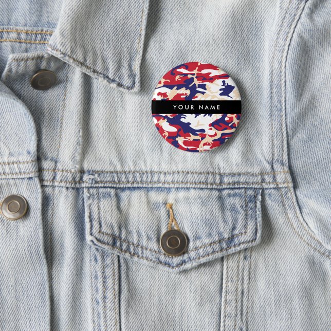 Independence day Camouflage Your name Personalise 6 Cm Round Badge (In Situ)