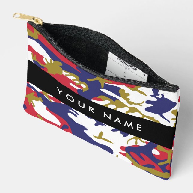 Independence day Camouflage Your name Personalise Accessory Pouch (Open)