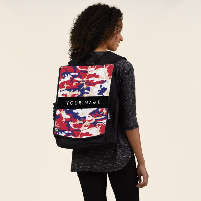 Independence day Camouflage Your name Personalise Backpack (Worn)
