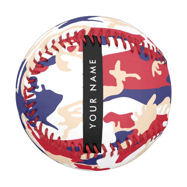 Independence day Camouflage Your name Personalise Baseball (Front Left)