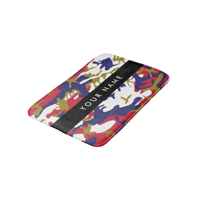 Independence day Camouflage Your name Personalise Bath Mat (Angled)