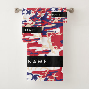 Independence day Camouflage Your name Personalise Bath Towel Set
