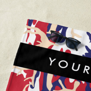 Independence day Camouflage Your name Personalise Beach Towel