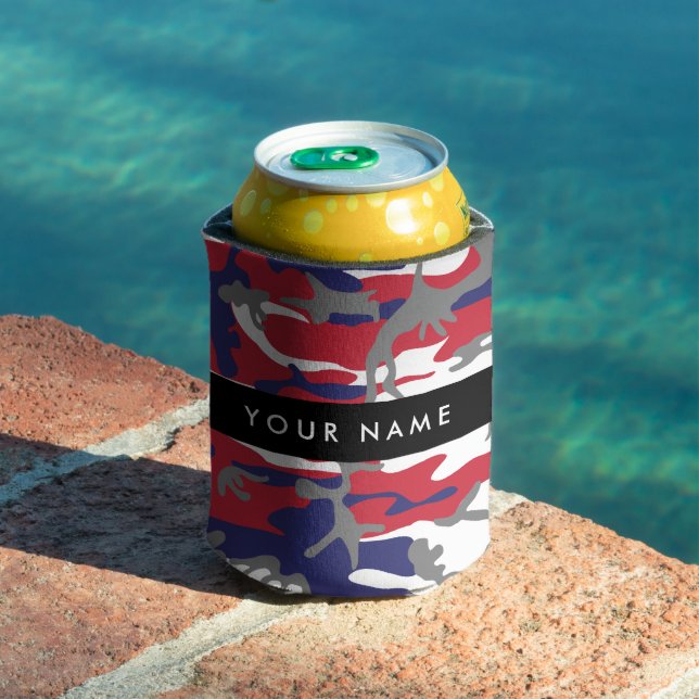 Independence day Camouflage Your name Personalise Can Cooler (In Situ Pool)