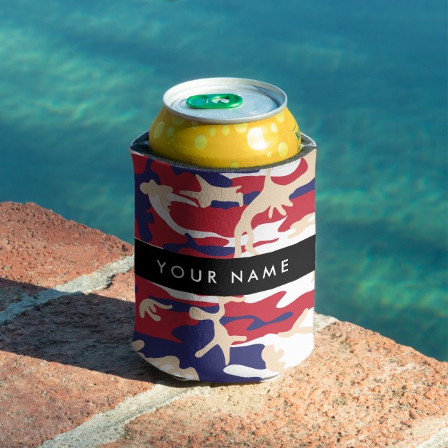 Independence day Camouflage Your name Personalise Can Cooler (In Situ Pool)