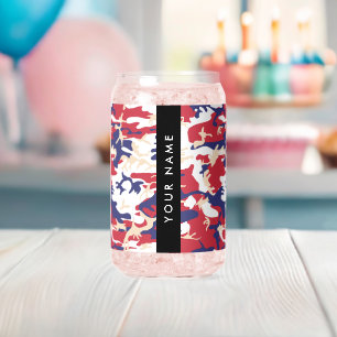 Independence day Camouflage Your name Personalise Can Glass
