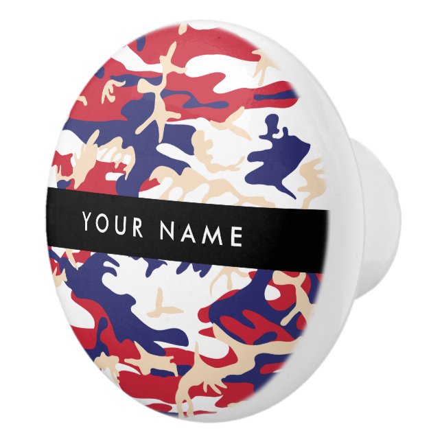 Independence day Camouflage Your name Personalise Ceramic Knob (Right)
