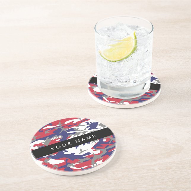 Independence day Camouflage Your name Personalise Coaster (Side)