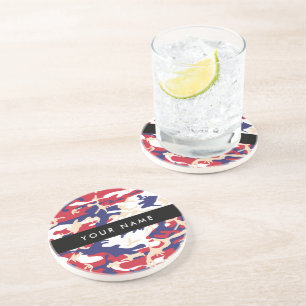 Independence day Camouflage Your name Personalise Coaster
