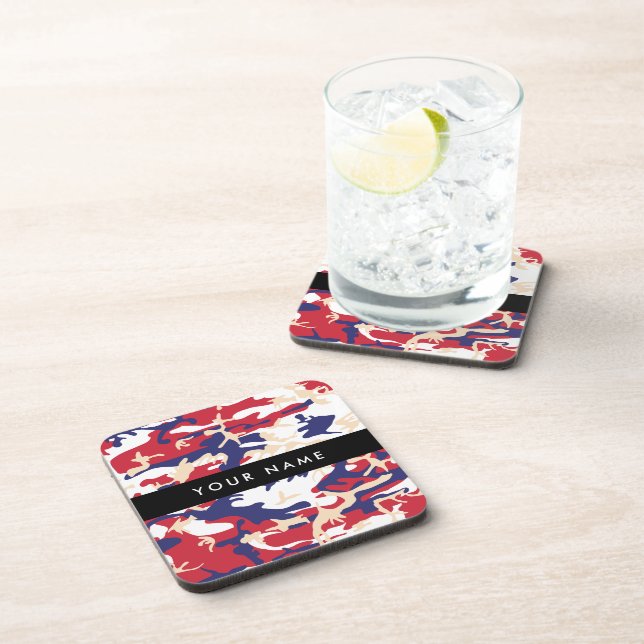 Independence day Camouflage Your name Personalise Coaster (Right Side)