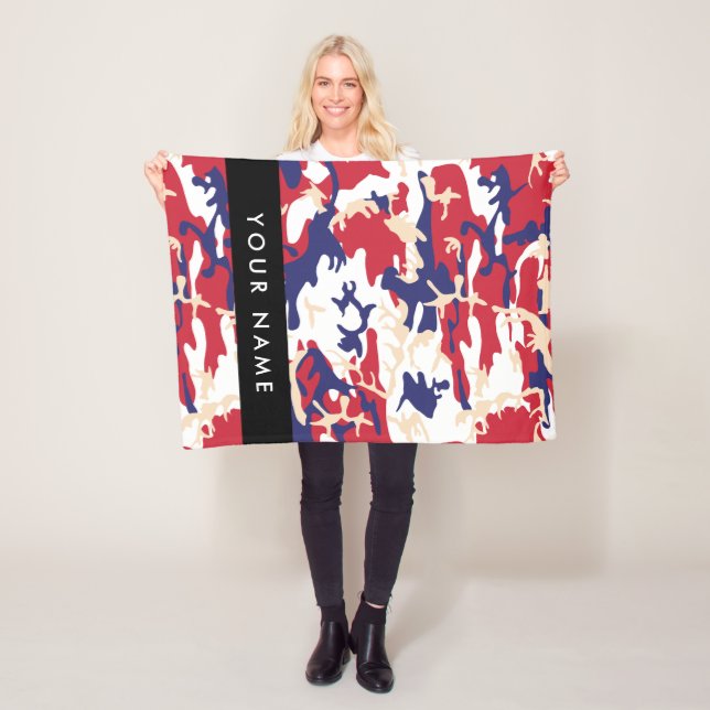 Independence day Camouflage Your name Personalise Fleece Blanket (In Situ)