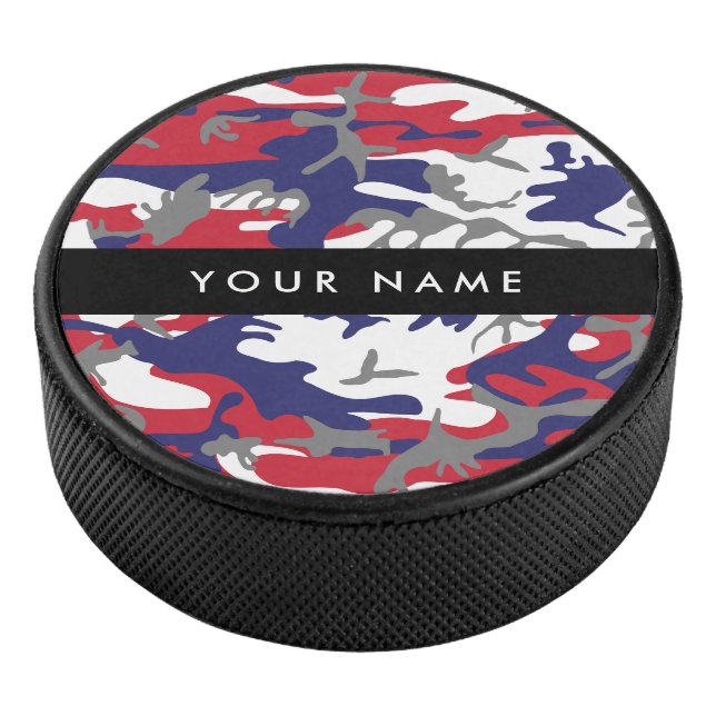 Independence day Camouflage Your name Personalise Hockey Puck (3/4)
