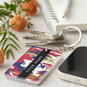 Independence day Camouflage Your name Personalise Key Ring