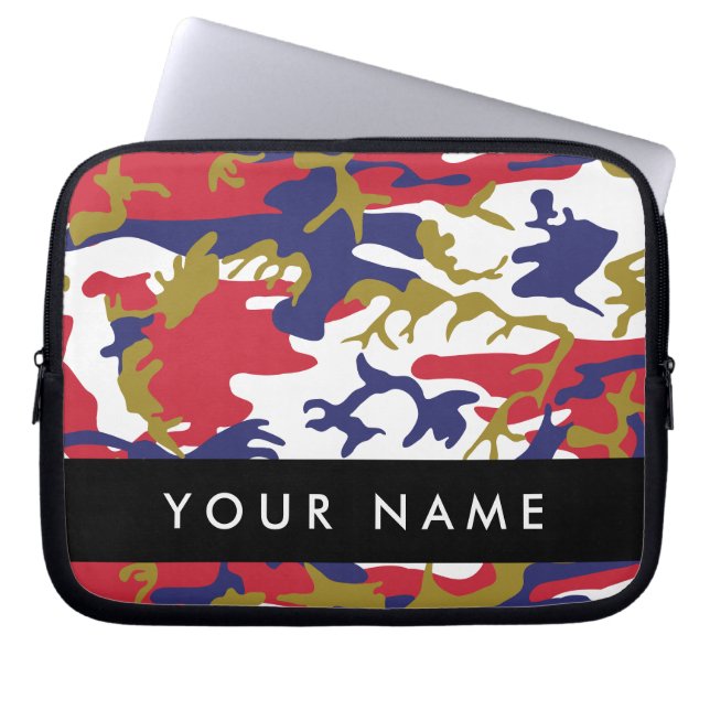 Independence day Camouflage Your name Personalise Laptop Sleeve (Front)