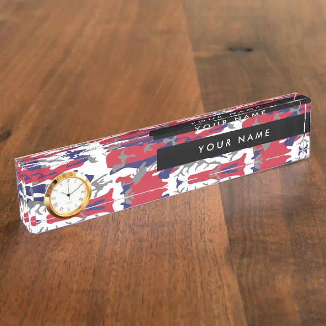 Independence day Camouflage Your name Personalise Nameplate (Side)