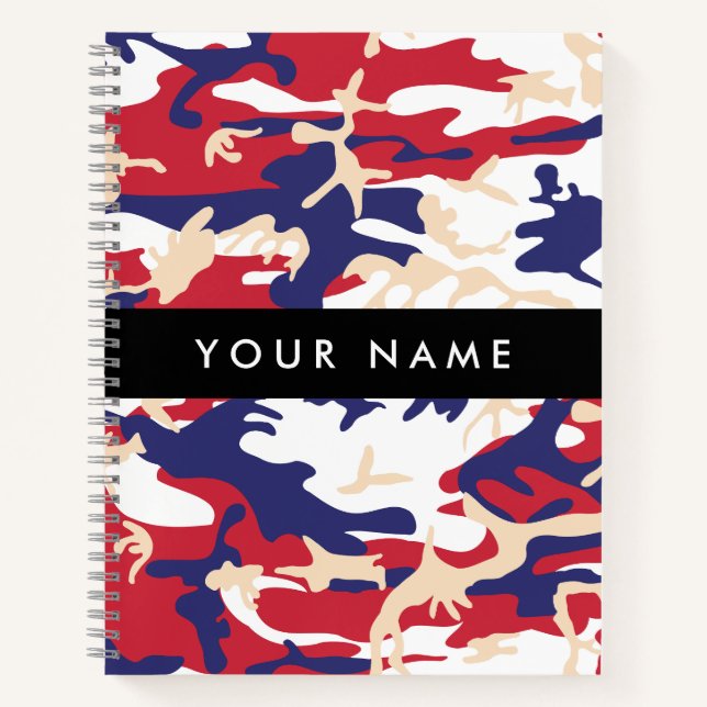 Independence day Camouflage Your name Personalise Notebook (Front)