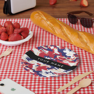 Independence day Camouflage Your name Personalise Paper Plate