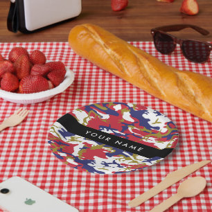 Independence day Camouflage Your name Personalise Paper Plate