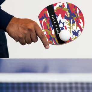 Independence day Camouflage Your name Personalise Ping Pong Paddle