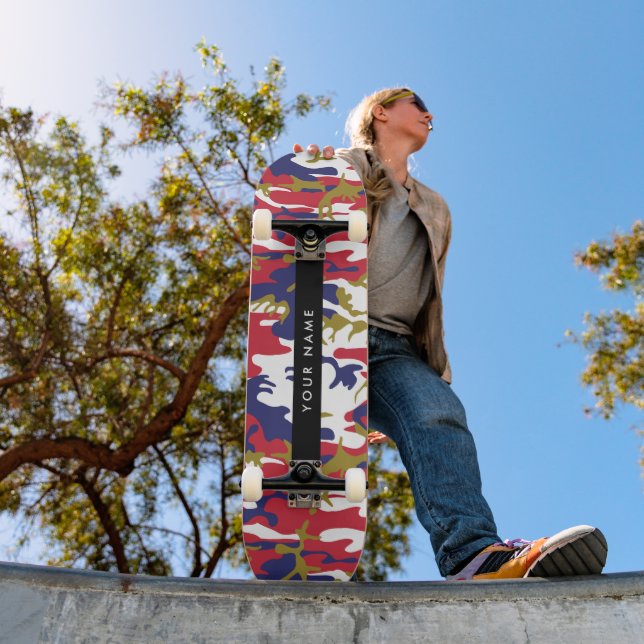 Independence day Camouflage Your name Personalise Skateboard (Outdoor 1)