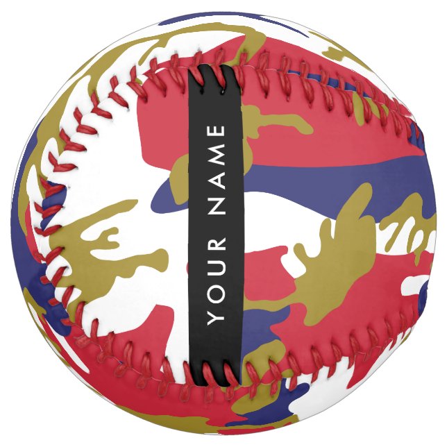 Independence day Camouflage Your name Personalise Softball (Front Left)