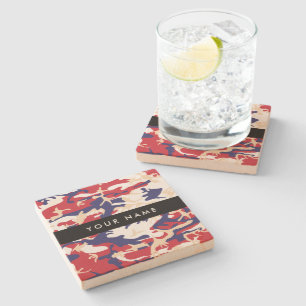 Independence day Camouflage Your name Personalise Stone Coaster