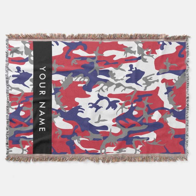 Independence day Camouflage Your name Personalise Throw Blanket (Front)