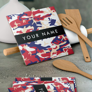 Independence day Camouflage Your name Personalise Tile
