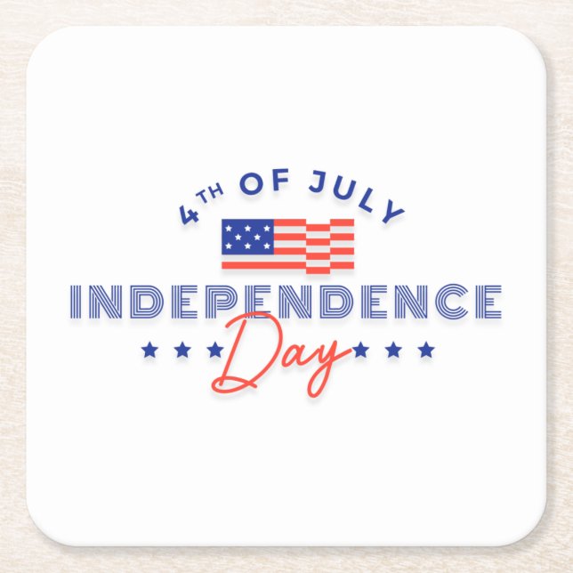 Independence Day Celebration Paper Coaster (Front)