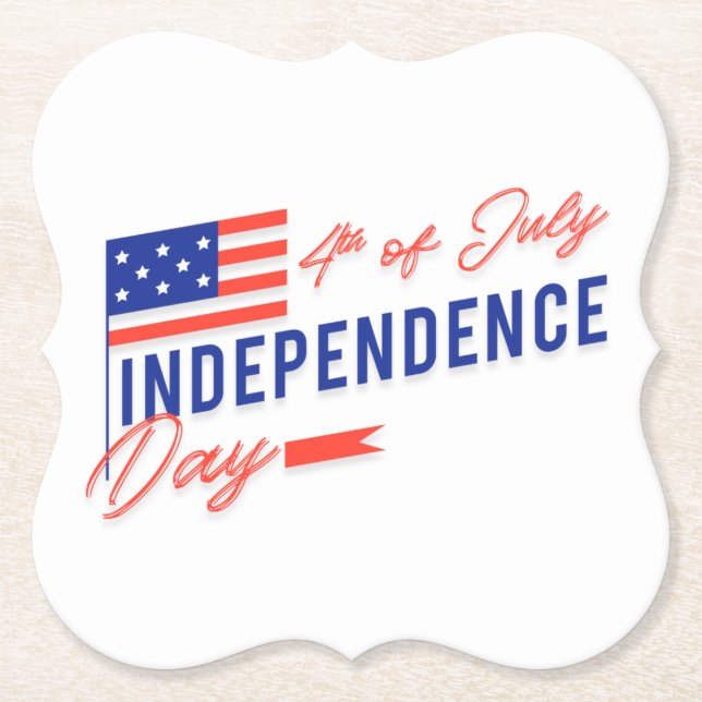 Independence Day Celebration Paper Coaster (Front)