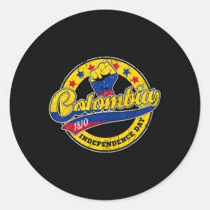 Independence Day Colombia Flag Retro Vintage Style Classic Round Sticker