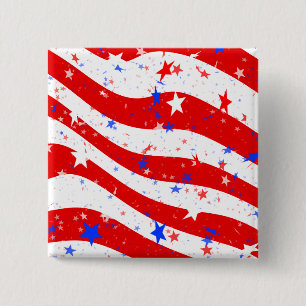 Independence Day Curved Stars and Stripes 15 Cm Square Badge
