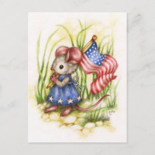 Independence Day - Cute Patriotic Mouse Postcard