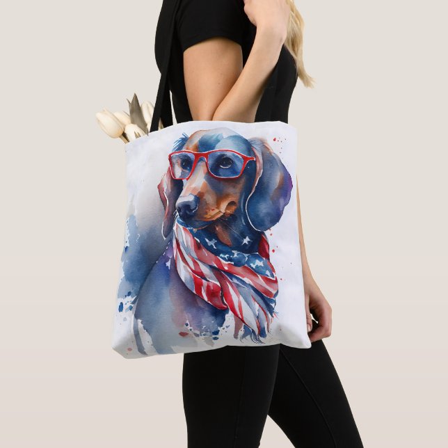 INDEPENDENCE DAY DACHSHUND TOTE BAG (Close Up)