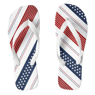 Independence Day Diagonal Stars and Stripes Jandals