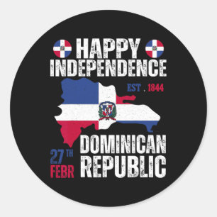 Independence Day Dominican Republic Flag And Map Classic Round Sticker