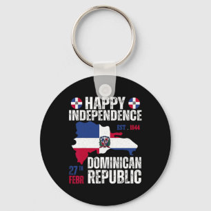 Independence Day Dominican Republic Flag And Map  Key Ring