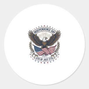 Independence Day Eagle Flag Vintage Shirt Design_1 Classic Round Sticker