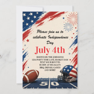 Independence Day fotball Background Art Invitation