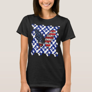 Independence Day Freedom America Flag Butterfly Ve T-Shirt
