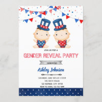 Independence day gender reveal party invitation