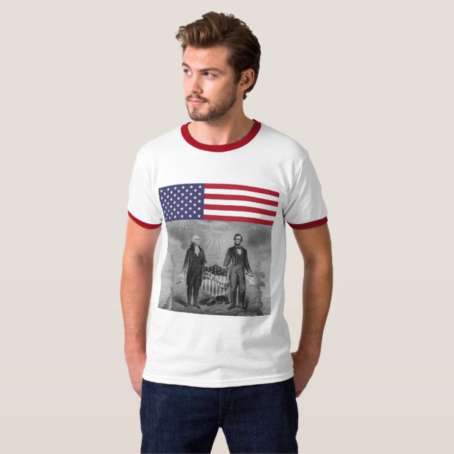 Independence Day George Washington Abraham Lincoln T-Shirt (Front Full)