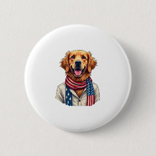Independence Day Golden Retriever Vintage Shirt 2 6 Cm Round Badge