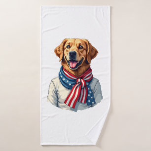 Independence Day Golden Retriever Vintage Shirt 3 Bath Towel